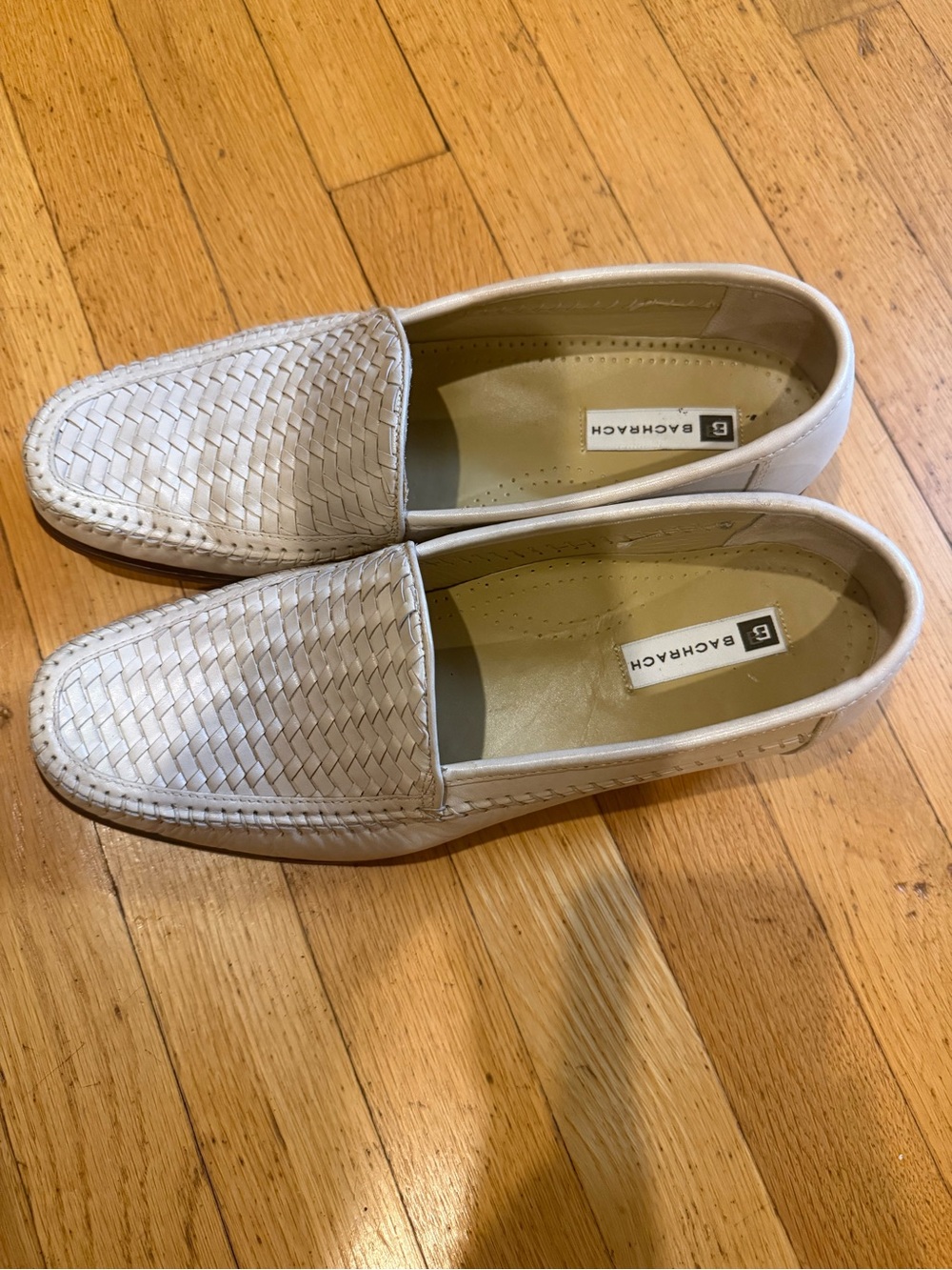Sacha Roch Woven Leather Slip-On Loafers in Light Beige
